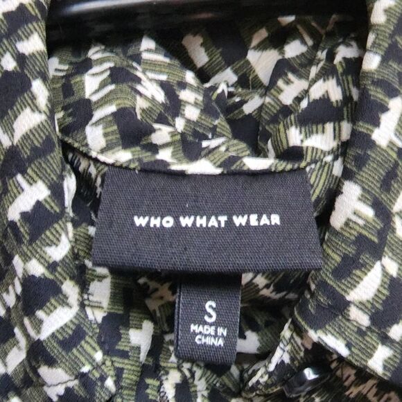 WhoWhatWear green, white & black long sleeve dress - Picture 5 of 6